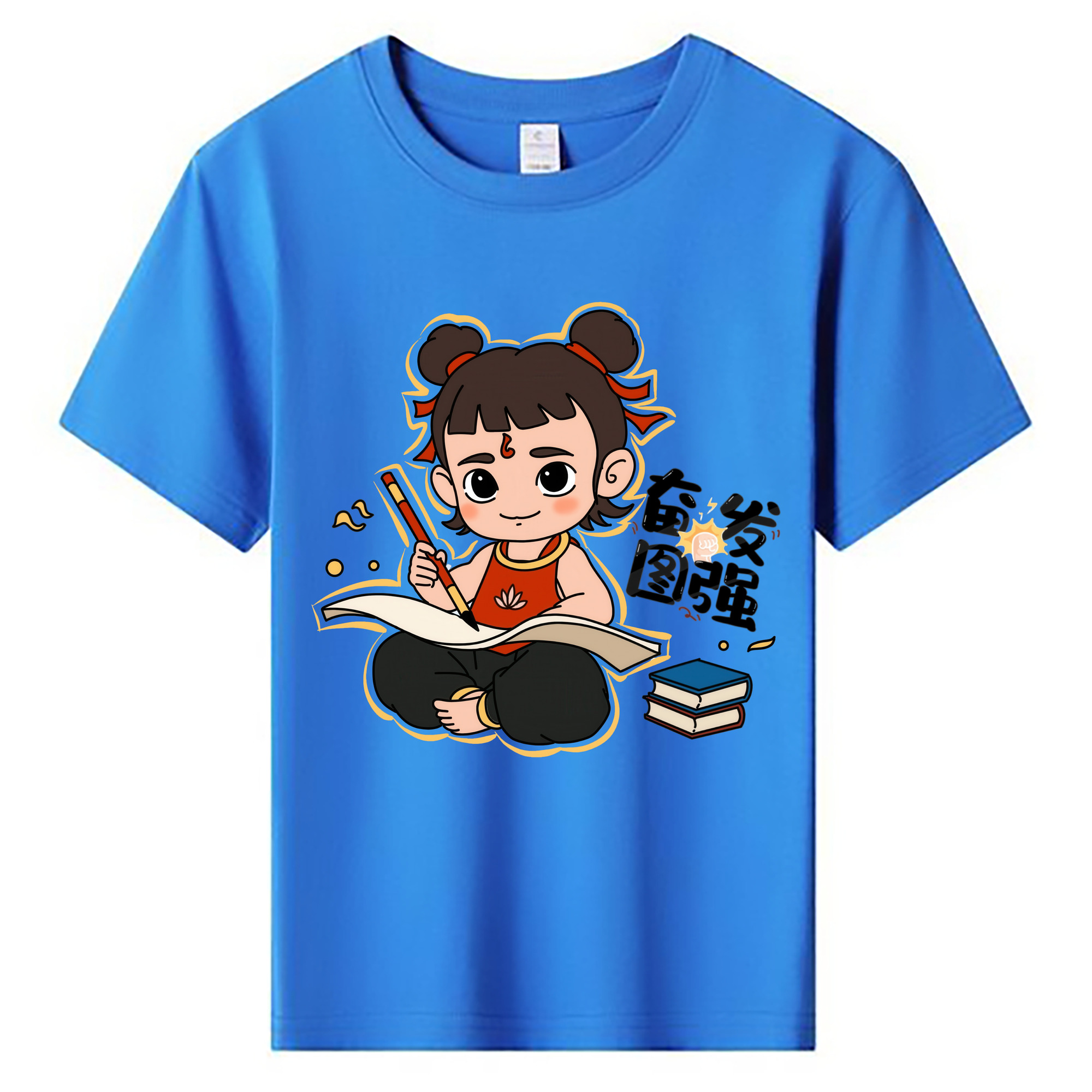 （画像用） Ne Zha 2 ナタ 魔童の大暴れ 綿100％キッズTシャツ（フロントプリント）